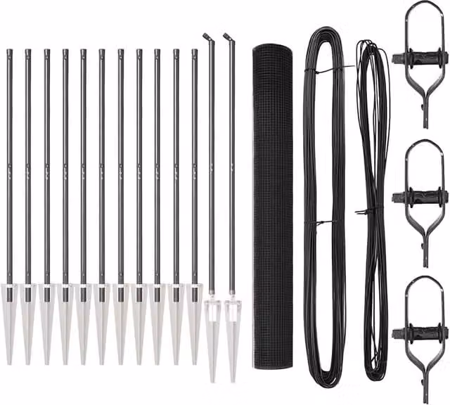 Berkfield Home Grey Steel Welded Wire Fence with 13 In-Ground Spike Posts, H: 140 cm, W: 25 m