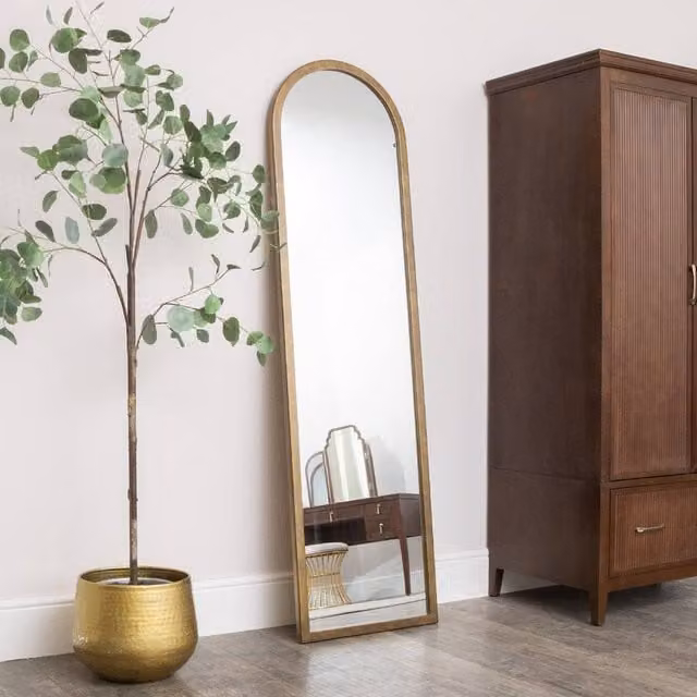Melody Maison Large Bronze Framed Arched Wall and Leaner Mirror, W: 50 cm, H: 180 cm