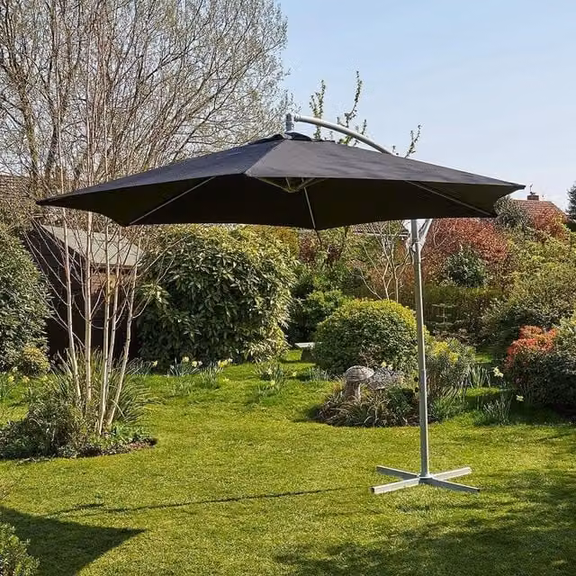 Home Source Gozo Black Aluminium Overhanging Cantilever Vented Parasol