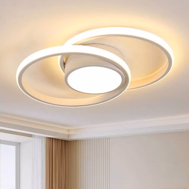Goeco Modern Round LED Ceiling Light, 42 W, Warm White, Diameter: 40 cm, White