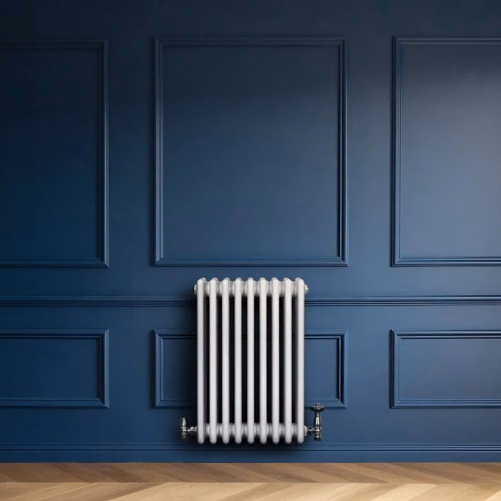 Monstershop Traditional 4 Column Steel Radiator and Thermostatic Radiator Valve Set in White, W: 60.0 cm, H: 42.5 cm – 2