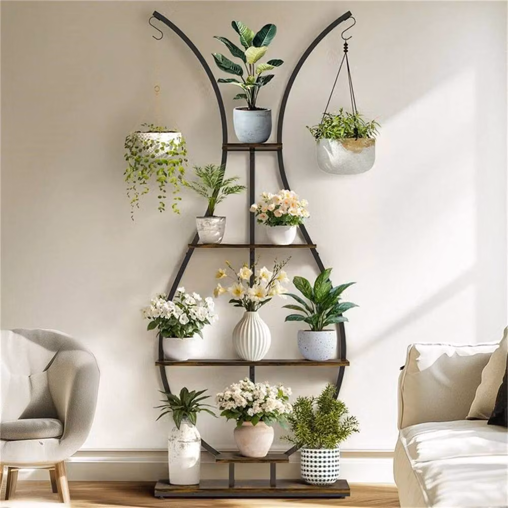KORVIXA Industrial Tall Indoor Plant Stand in Brown – 2
