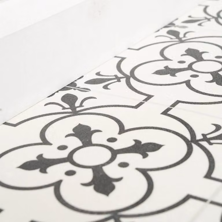Envy Grey Designer Effect Textile Backed Vinyl Flooring Sheet in Cream W: 400 cm, D: 500 cm