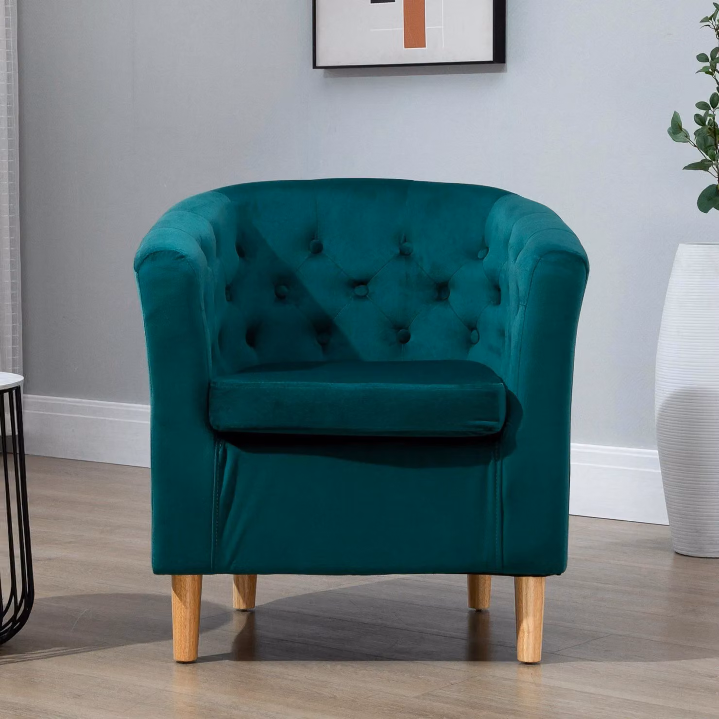 Artemis Home Clio Green Velvet Tub Accent Chair with Armrests and Solid Wood Frame – 2
