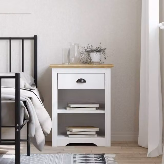 Berkfield Home BODO Bedside Cabinet in Brown Solid Pine, W: 53 cm, D: 38.5 cm, H: 66 cm