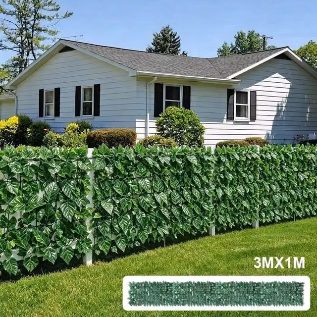 NESTLUNE Artificial Ivy Leaf Hedge Mat Roll Green Privacy Fence Wall Cover W: 300 cm, H: 100 cm