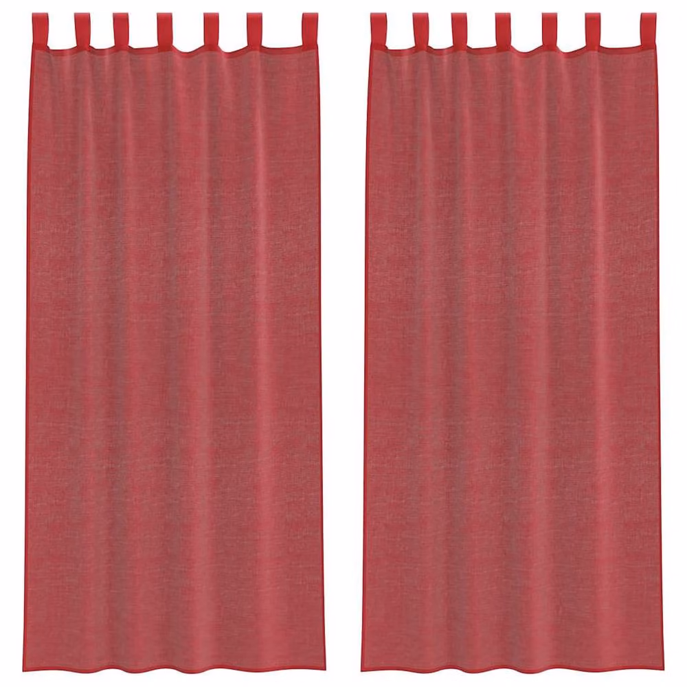 Berkfield Home Red Voile Fabric Panel Curtains with Tabs, 2 Pack, W: 140 cm, H: 225 cm – 2