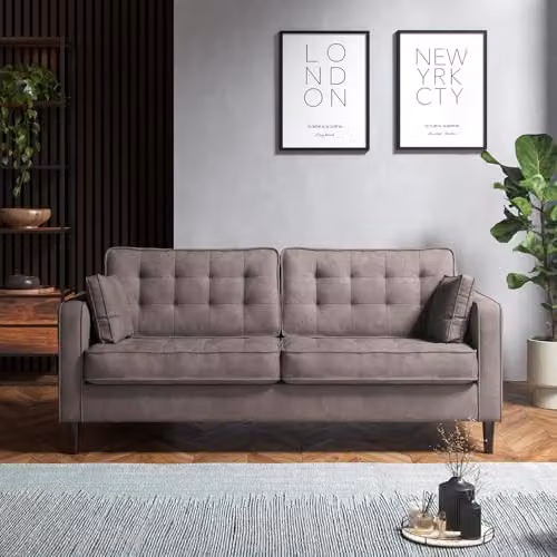 Furnishings For Less UK Eden Toledo Tufted 3 Seater Fabric Sofa in Grey – 1