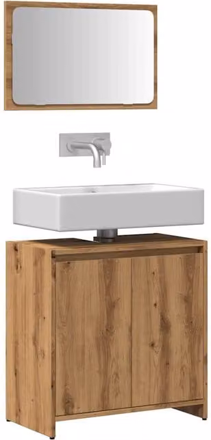 Berkfield Home 2 Piece Modern Bathroom Furniture Set in Artisan Oak Brown – 1