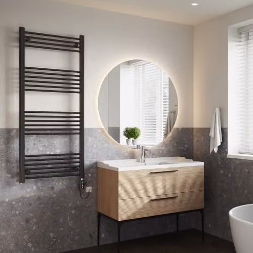 UK Radiators Zennor Black Electric Heated Towel Rail with WIFI and App Control, H 140 cm x W 60 cm – 3