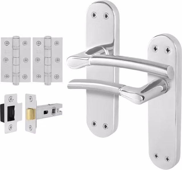 AFIT Boston Chrome and Satin Nickel Feature Handle Latch Hinges, 150 x 150 mm
