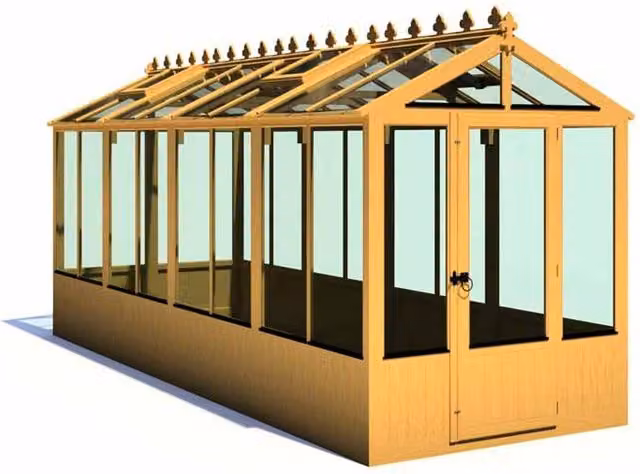 Shires Holkham Timber Greenhouse in Light Brown, W: 179 cm, L: 476 cm, H: 237.3 cm