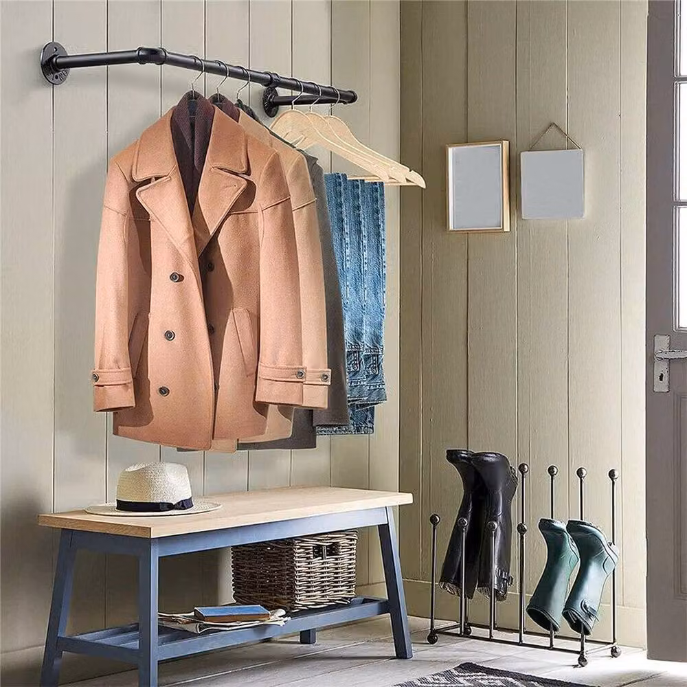 FORGEVIO Black Industrial Pipe Clothes Rail Rack, W: 50 cm, H: 81.5 cm – 3
