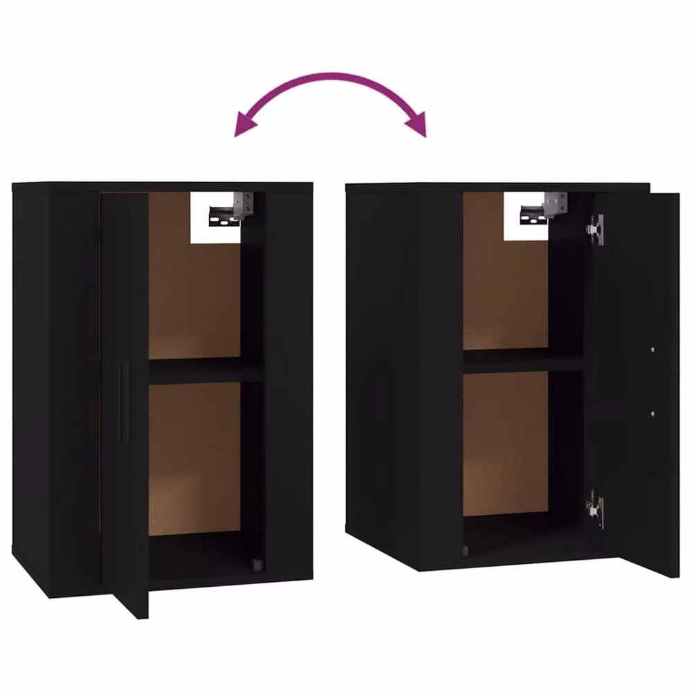 Berkfield Home Set of 2 Wall Mounted TV Cabinets in Black, W/D/H: 60 x 34.5 x 40 cm – 6