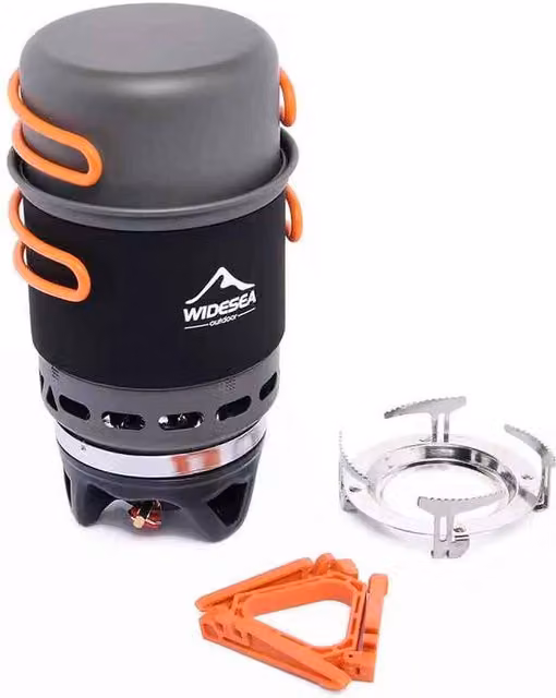 Widesea Camping Cooking System Outdoor Gas Burner Set in Black