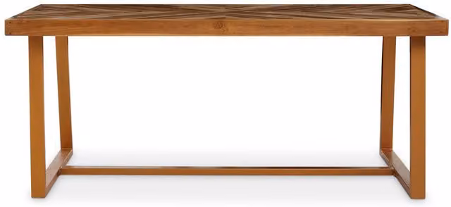 Orsina Modern Rectangular Teak Wood Dining Table with Gold Metal Base in Brown – 2