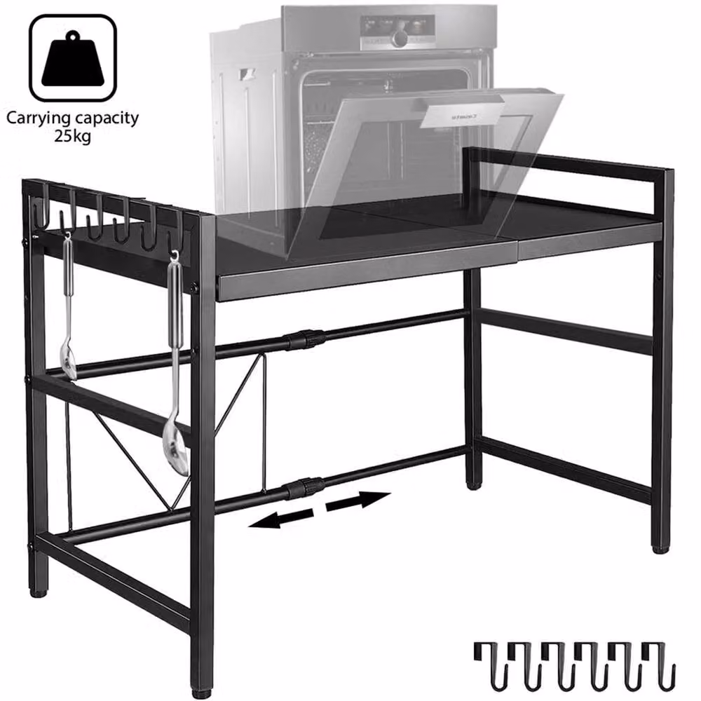 Kelvenix Black 2-Tier Iron Microwave Oven Rack Stand with Adjustable Shelves – 2