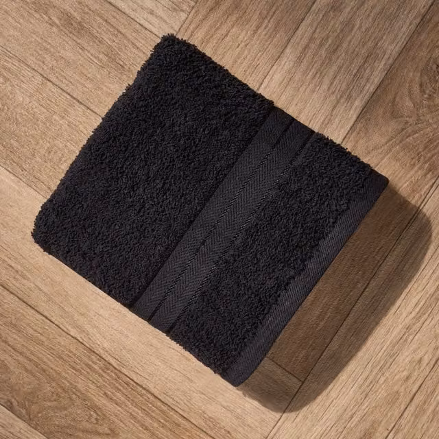 OHS Fluffy Black 100% Cotton Terry Hand Towel