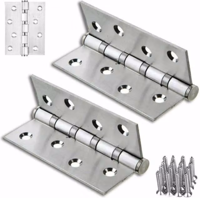 EONLION 2-Piece Stainless Steel Ball Bearing Butt Hinge in Silver, 100mm x 78mm