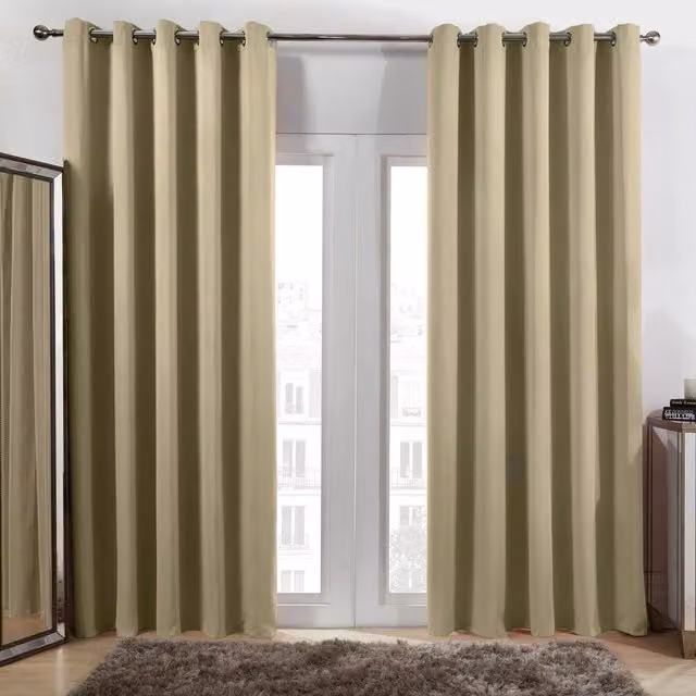 OHS Plain Green Blackout Thermal Eyelet Curtains, Width: 228 cm