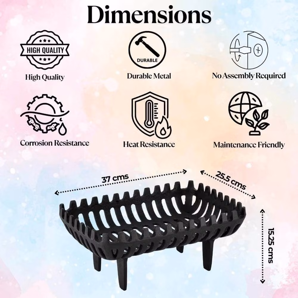 Havendro Cast Iron Fire Grate Log Holder Fireplace Basket in Black – 2