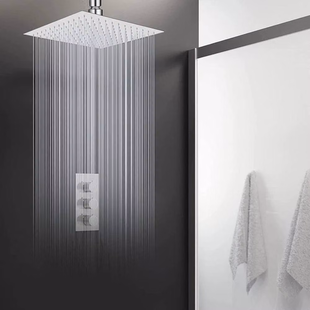 Hinsinc 8 Inch Chrome Square High Pressure Rainfall Overhead Shower Head in White – 4