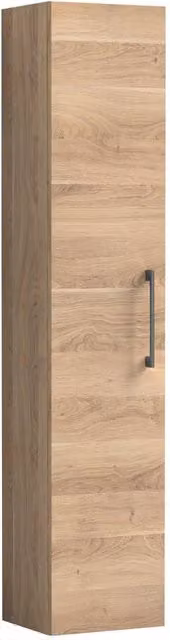 Balterley Bramshall 1 Soft Close Door Tall Storage Unit in Light Oak Brown, W: 30 cm