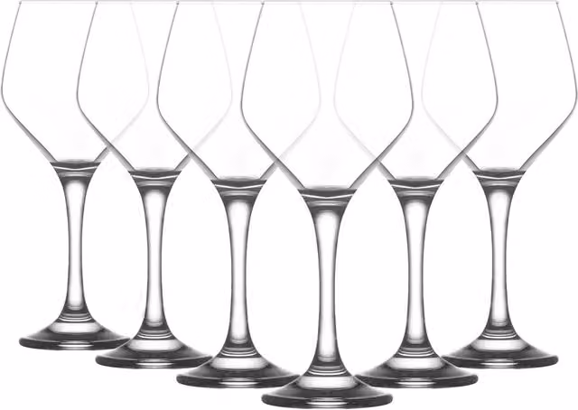 LAV Ella Red Wine Glasses, 440ml, Pack of 6, Clear