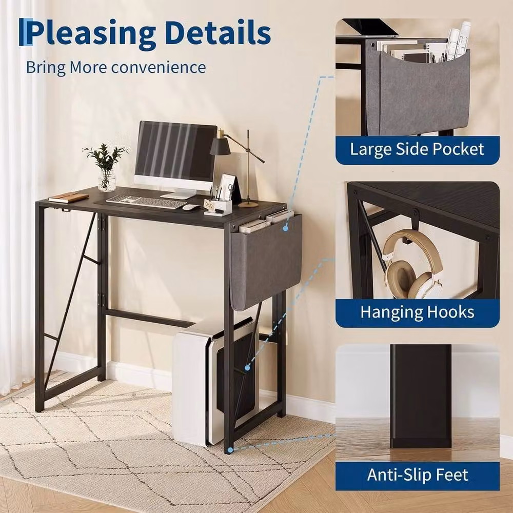 Havendro Black Folding Computer Desk for Home Office – 4