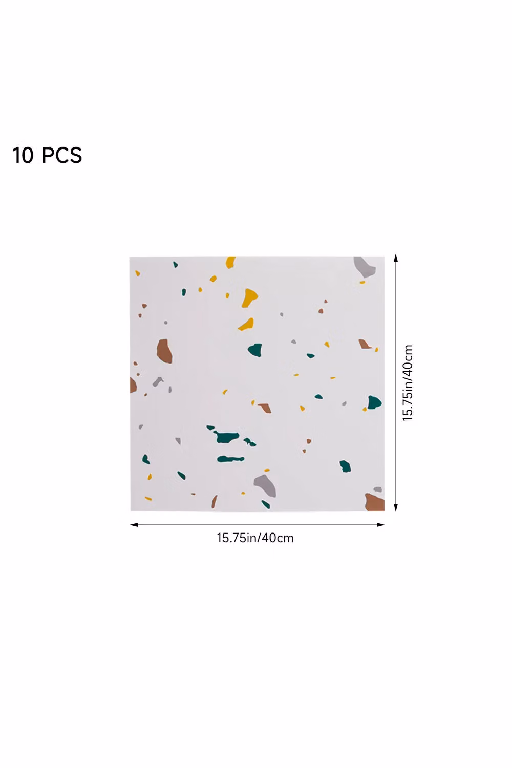 Living and Home 10pcs Terrazzo Peel and Stick PVC Wall Stickers, Multicolour, W/D/H: 40 x 40 x 0.16 cm – 2