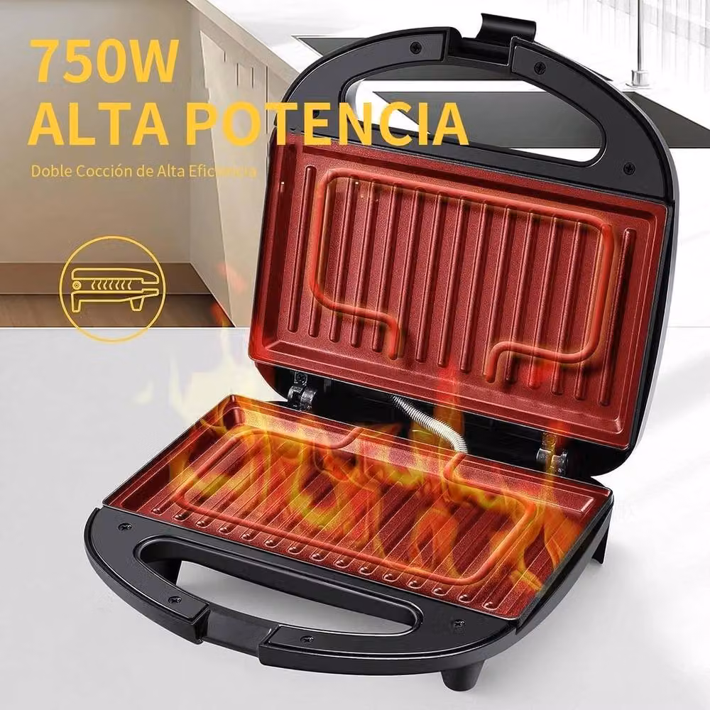Havendro 750W Press Sandwich Maker and Grill with Non-Stick Plates in Black – 2
