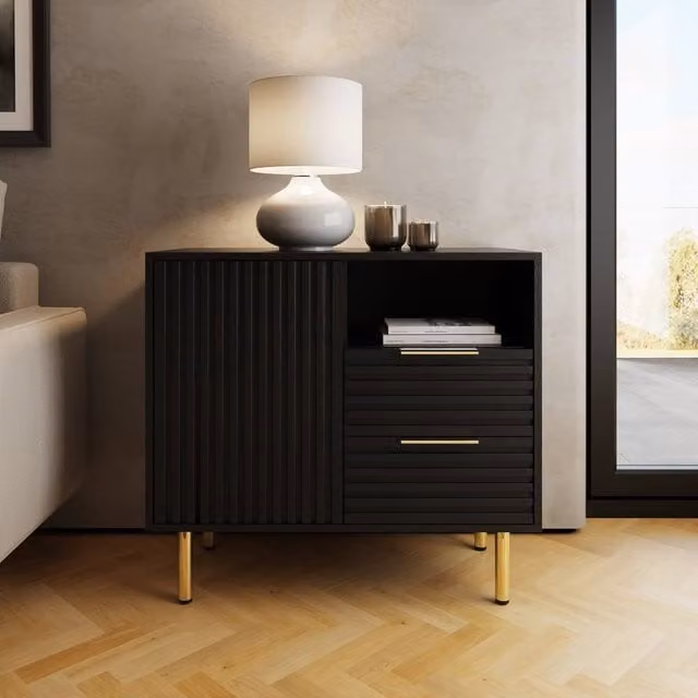 GFW Nervata Compact Matt Black Modern Sideboard