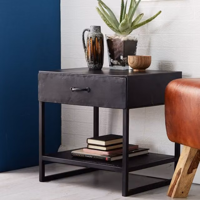 IH Design IN Industrial Matt Black Metal Side Table