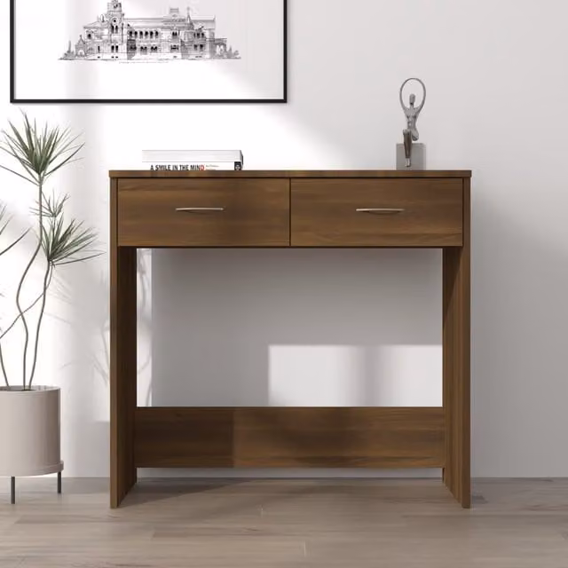 Berkfield Home Modern Writing Desk in Brown Oak, W/D/H: 80 x 40 x 75 cm – 1