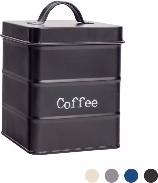 Harbour Housewares Airtight and Leakproof Metal Kitchen Coffee Canister in Black and White