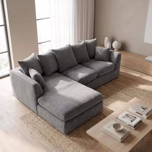 Abakus Direct Lucas Right Facing Corner Sofa in Grey Velvet Chenille – 4