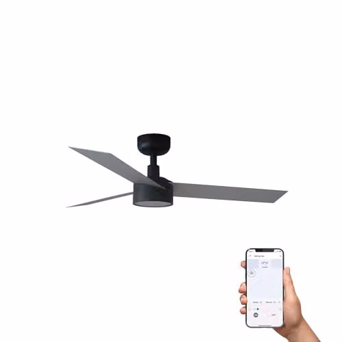 Netlighting Cruiser Smart LED Ceiling Fan with App and Remote Control, Matt Black and Aluminium, 106 cm