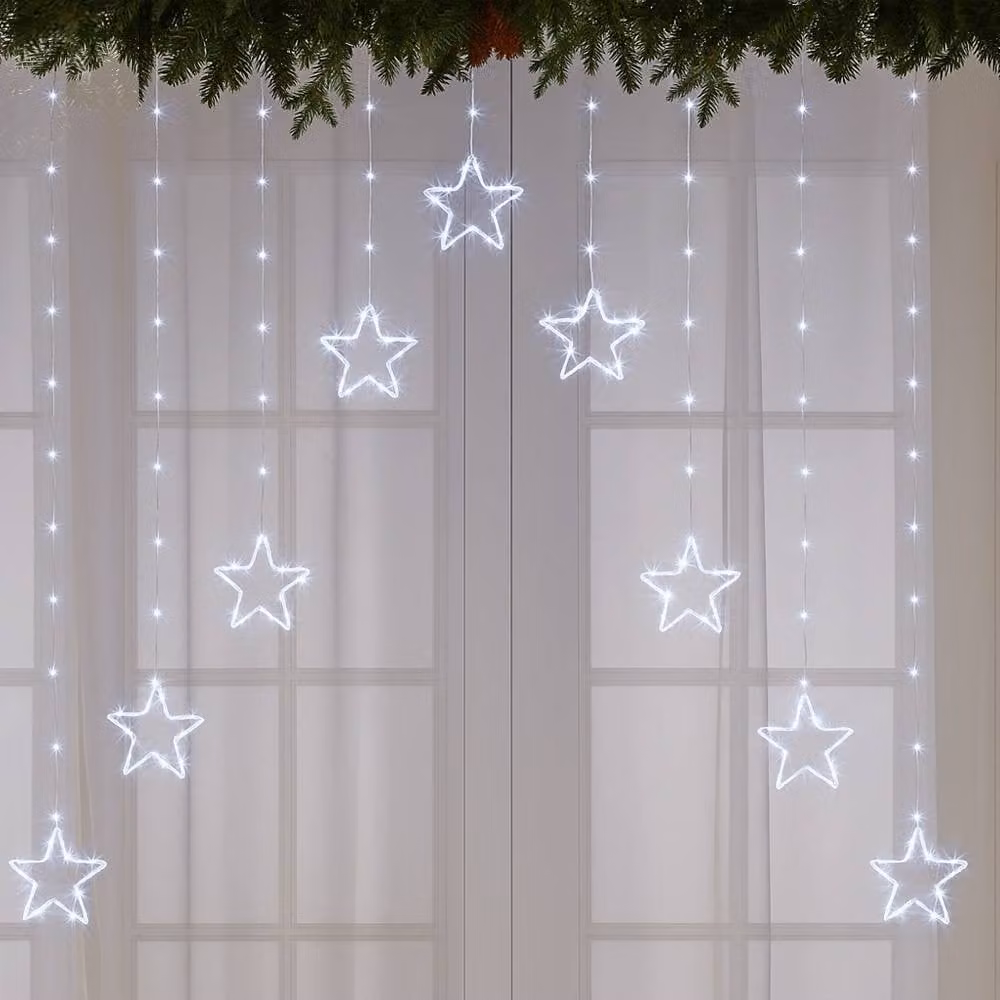 Voltico Star Curtain Lights with 308 White LEDs, Cool White, W/H: 120 x 120 cm – 2