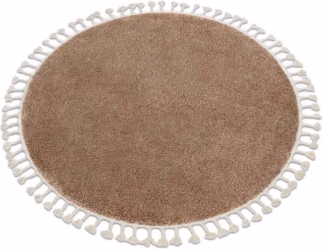 RugsX Berber Round Geometric Boho Rug in Beige and Grey, Diameter: 120 cm
