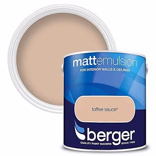 Berger Matt Emulsion Water Based Paint in Toffee Sauce, 2.5 l