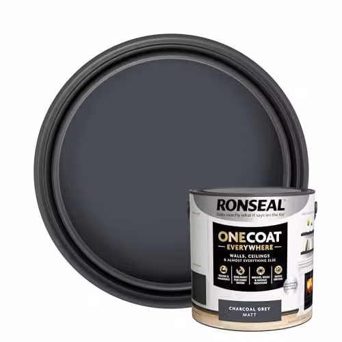 Ronseal One Coat Everywhere Matt Wood Paint, Grey, 2.5l