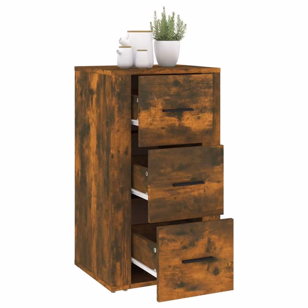 Berkfield Home Smoked Oak Sideboard in Brown, W/D/H: 40 x 33 x 70 cm – 4