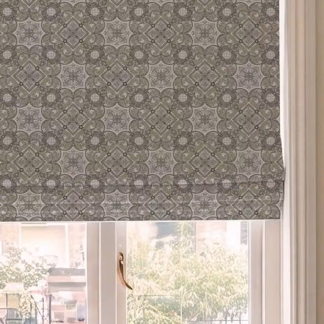 HOUSE Llewelyn-Bowen Festivo Printed Made To Measure Roman Blind in Noir with Blackout Floral Design