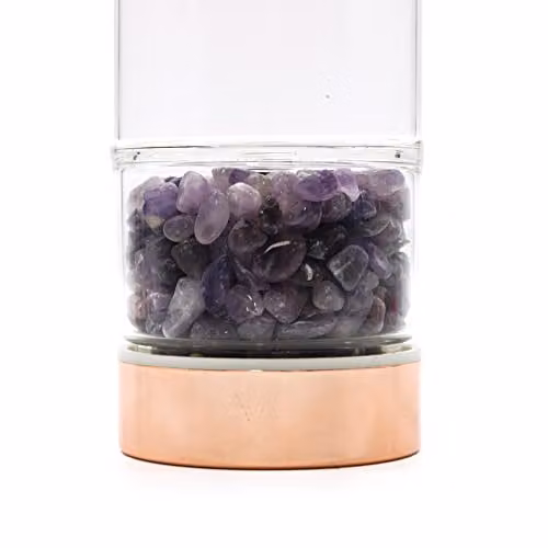 Serenityy Crystal Glass Tea Infuser Bottle in Gold with Amethyst, 500ml – 3