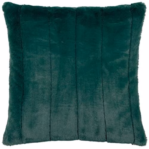 Paoletti Empress Faux Fur Velvet Decorative Square Cushion, Green, W/D/H: 55 x 55 x 55 cm