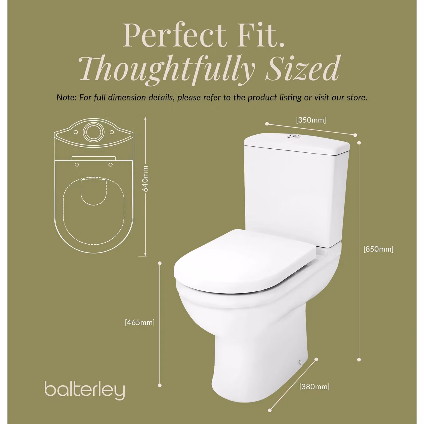 Balterley White Ceramic Comfort Height Pan and Cistern W/D/H: 85.0 x 35.0 x 64.0 cm – 3