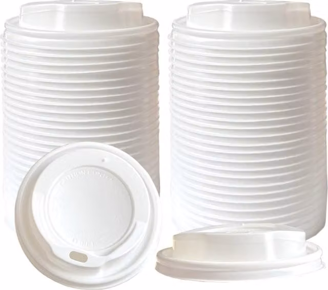 ECONX Disposable Sip Through Coffee Paper Cup Lids, White, 80mm