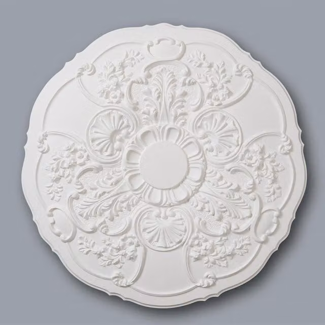 NMC White Decorative Floral Round Ceiling Rose with Adhesive