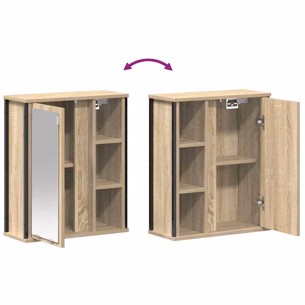 Berkfield Home Sonoma Oak Bathroom Wall Cabinet with Mirror in Brown W/D/H: 50 x 21 x 60 cm – 4