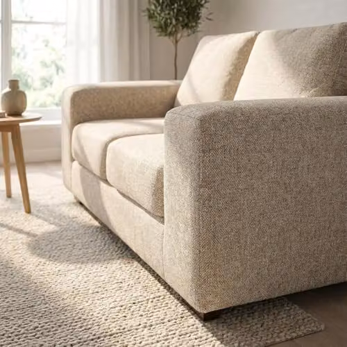 Abakus Direct Boston 3 Seater Modern Fabric Sofa in Beige – 2